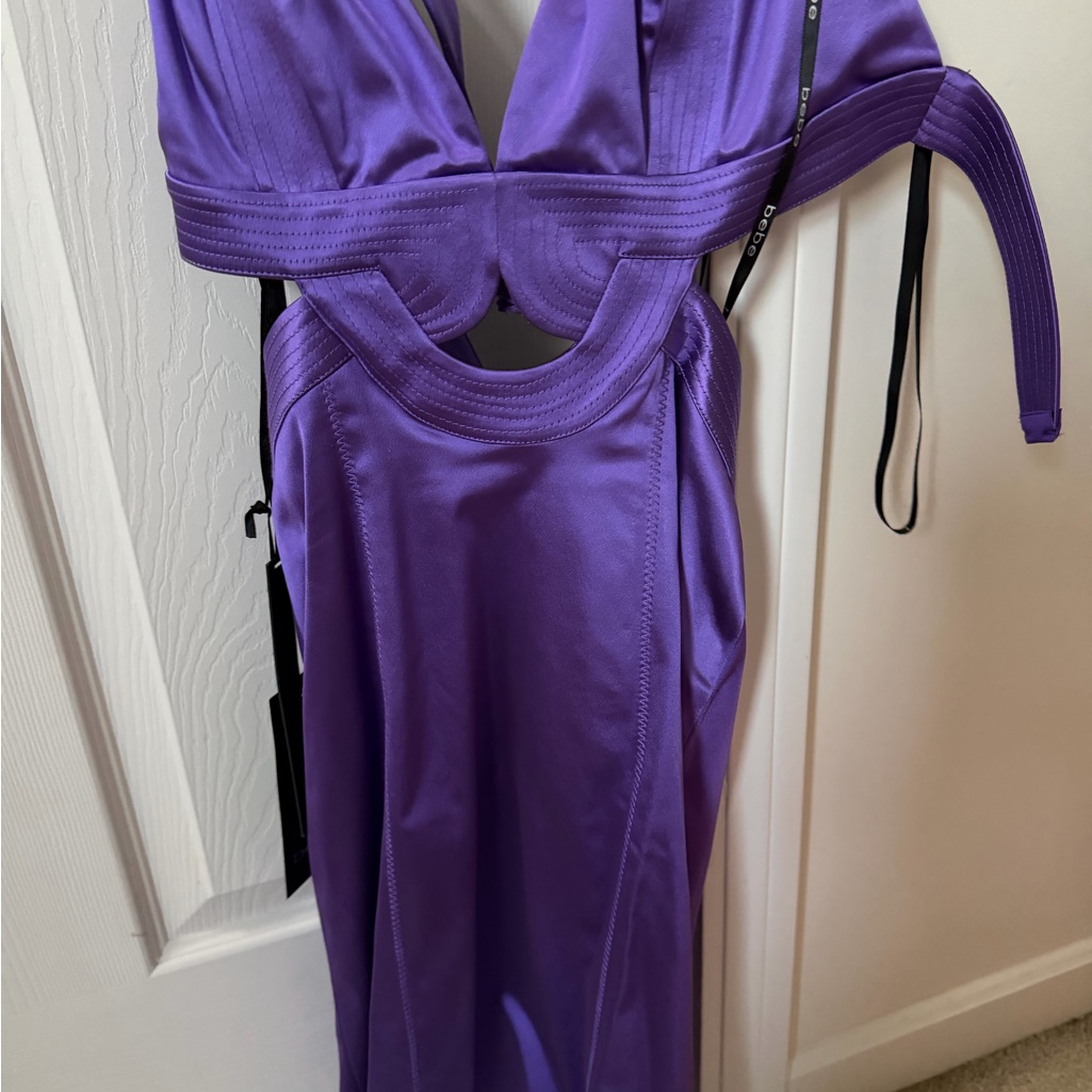 Brand New With Tags Bebe Vibrant Purple Backless Cut Out Dress